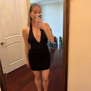 Tiger Mist black halter mini dress